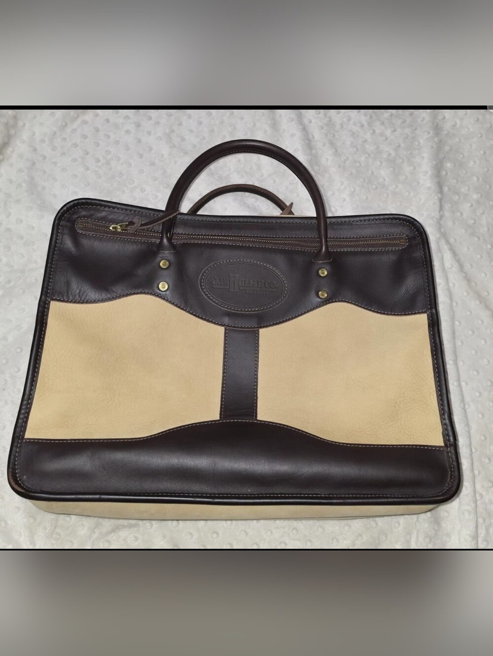 J. W. Hulme Smooth Full-Grain Brown & Tumbled Tan Leather Attache-Style Bag
